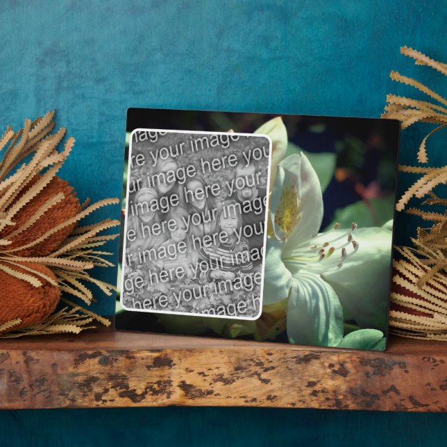 White Azalea Flower Create Your Own Photo Plaque (Side)