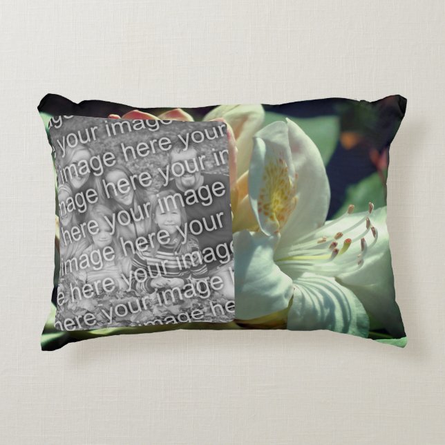 White Azalea Flower Frame Create Your Own Photo Accent Pillow (Front)