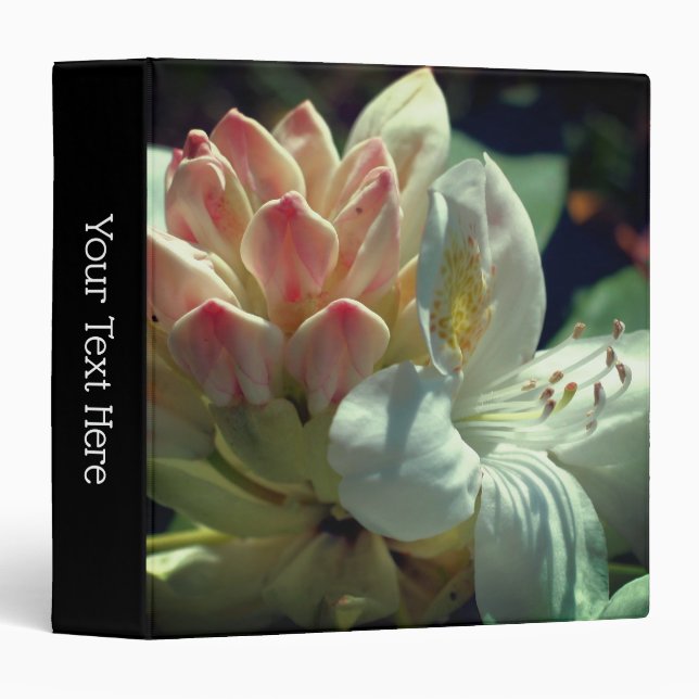 White Azalea Flower Nature Personalized 3 Ring Binder (Front/Spine)
