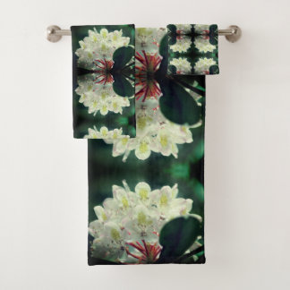 White Azalea Flower With Raindrops Abstract Bath Towel Set