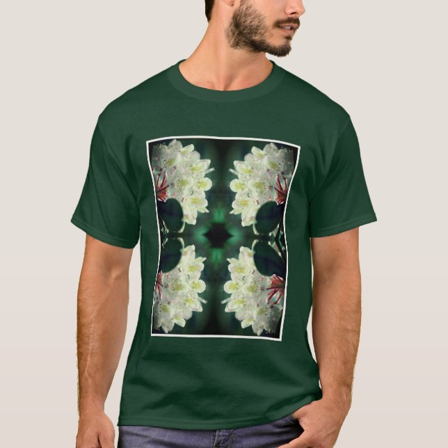 White Azalea Flower With Raindrops Abstract T-Shirt (Front)