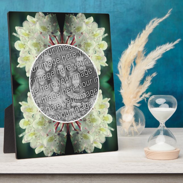 White Azalea Flowers Add Your Photo Plaque (Side)