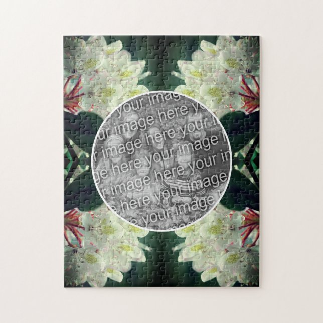 White Azalea Flowers Frame Add Your Photo Jigsaw Puzzle (Vertical)