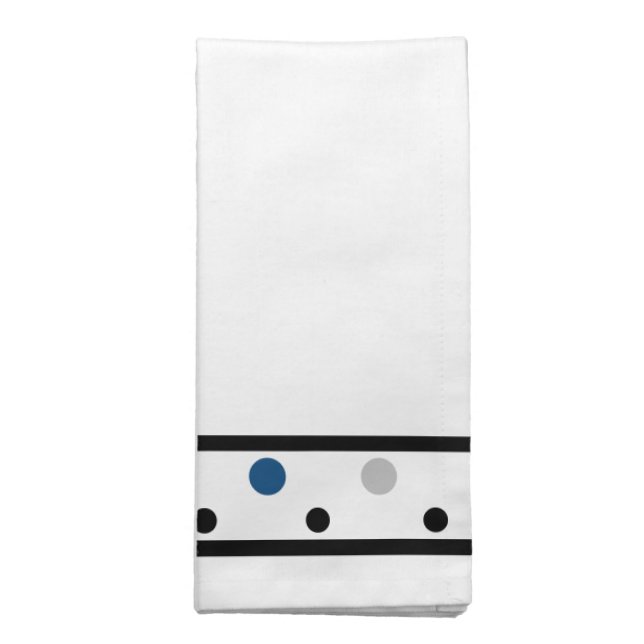 White Azure Blue Polka Dots Cloth Napkin (Folded)