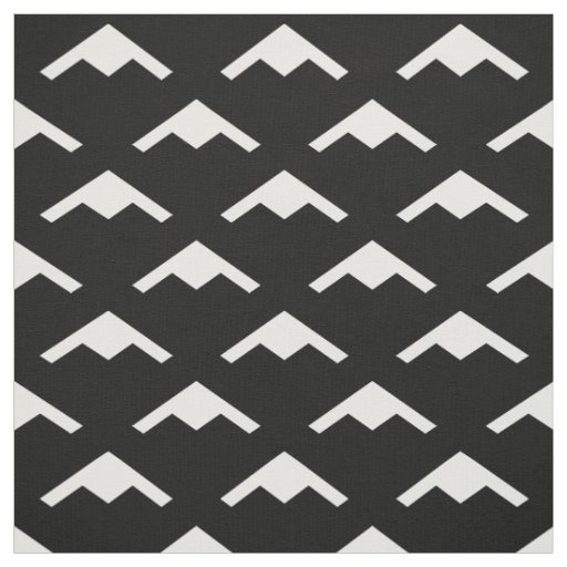 White B-21 Raider Stealth Bomber Pattern on Black Fabric
