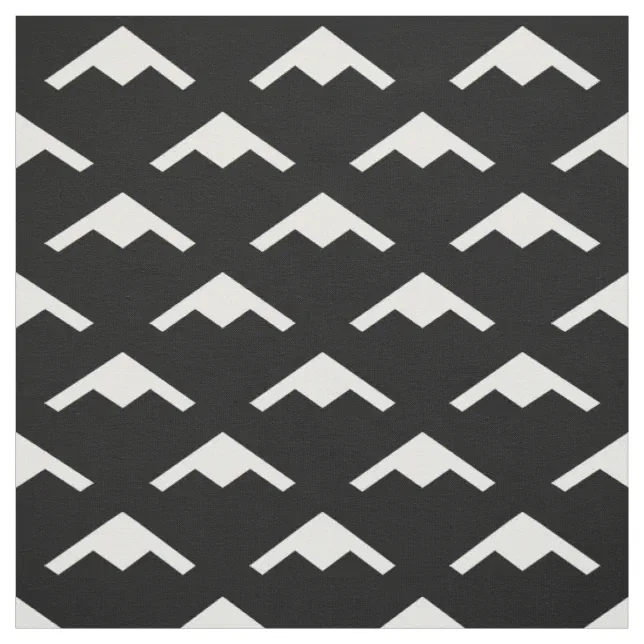 White B-21 Raider Stealth Bomber Pattern on Black Fabric | Zazzle