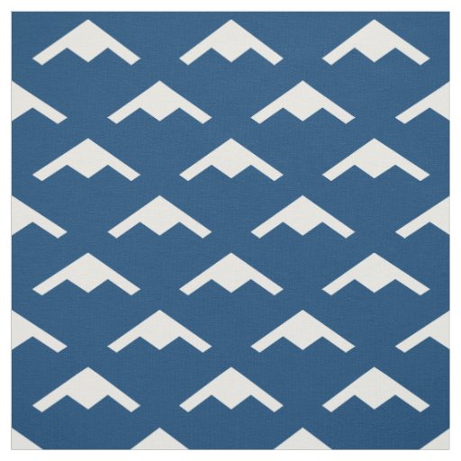 White B-21 Raider Stealth Bomber Pattern on Blue Fabric