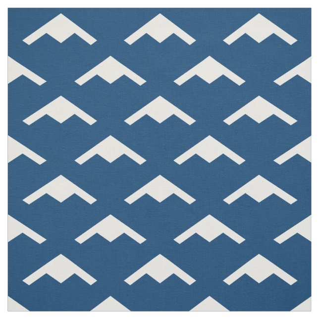 White B-21 Raider Stealth Bomber Pattern on Blue Fabric (Swatch)