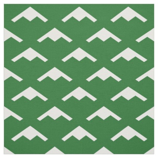 White B-21 Raider Stealth Bomber Pattern on Green Fabric
