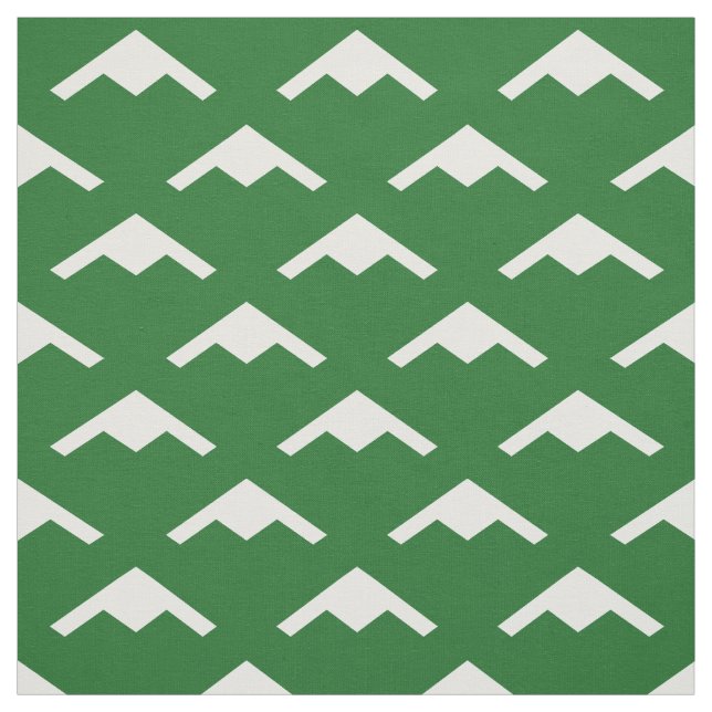 White B-21 Raider Stealth Bomber Pattern on Green Fabric (Swatch)