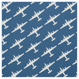 White B-24 Liberator Aircraft Pattern Blue Fabric