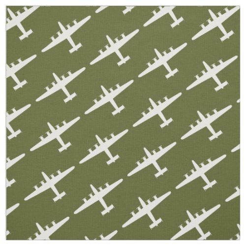 White B_24 Liberator Aircraft Pattern Olive Fabric