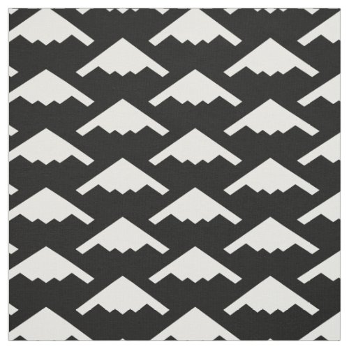 White B_2 Spirit Stealth Bomber Pattern on Black Fabric