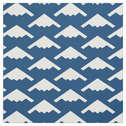 White B_2 Spirit Stealth Bomber Pattern on Blue Fabric