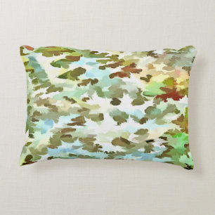 White, Baby Blue and Green Camouflage Pattern Decorative Pillow
