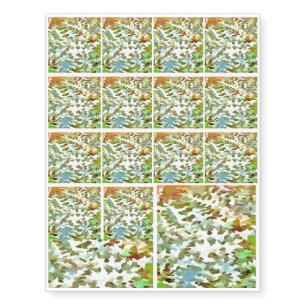 White, Baby Blue and Green Camouflage Pattern Temporary Tattoos