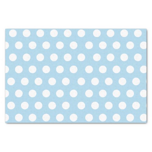 White  Baby Blue Medium Polka Dot Party Tissue Paper