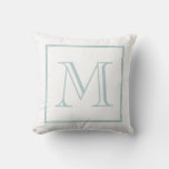White Baby Blue Monogram Throw Pillow at Zazzle