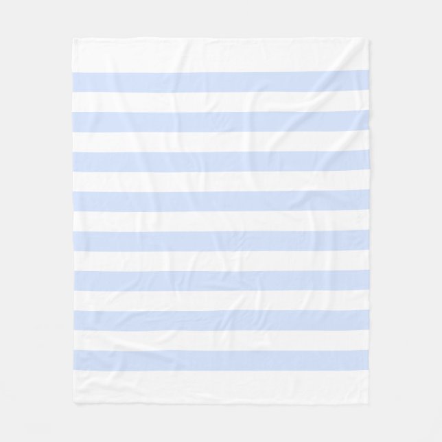 White & Baby Blue Pastel Lines Pattern Fleece Blanket (Front)