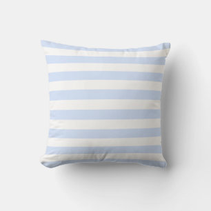 White & Baby Blue Pastel Lines Pattern Throw Pillow