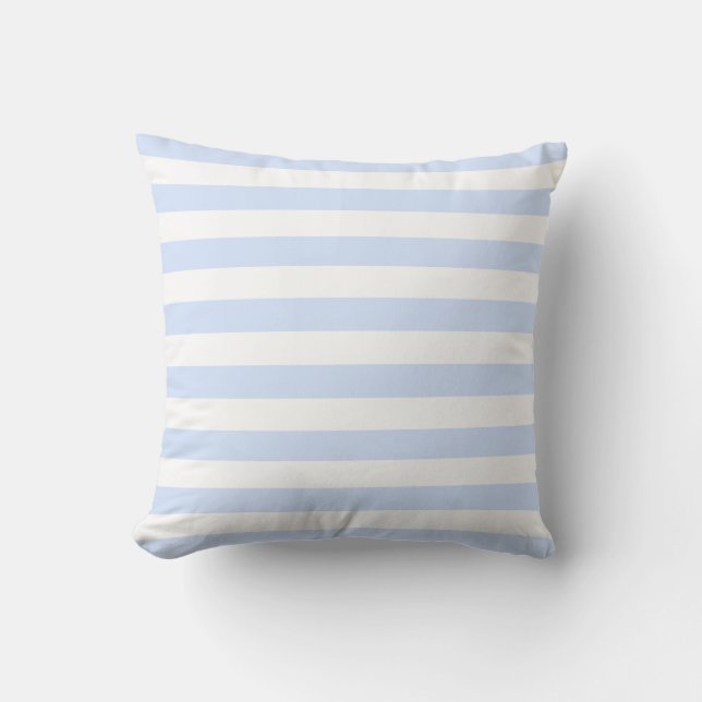 White & Baby Blue Pastel Lines Pattern Throw Pillow (Front)
