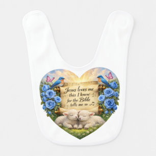 White Baby Boy Bib “Jesus Loves Me” 