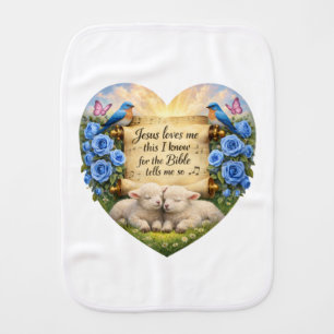 White Baby Boy Burp Cloth “Jesus Loves Me” 