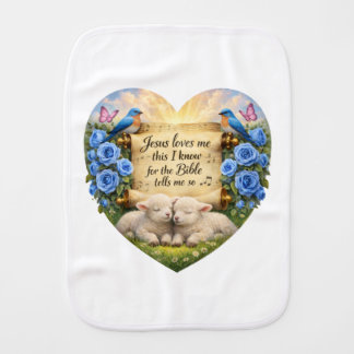 White Baby Boy Burp Cloth “Jesus Loves Me”