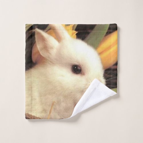 white baby Easter bunny Wash Cloth