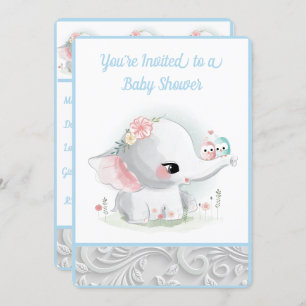 White Baby Elephant Invitation