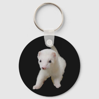 White Baby Ferret Keychain