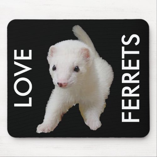 White Baby Ferret Mouse Pad