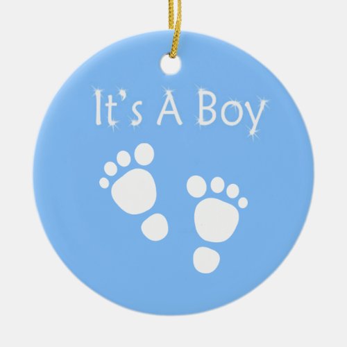 White baby foot _ Its a boy baby_shower Ceramic Ornament