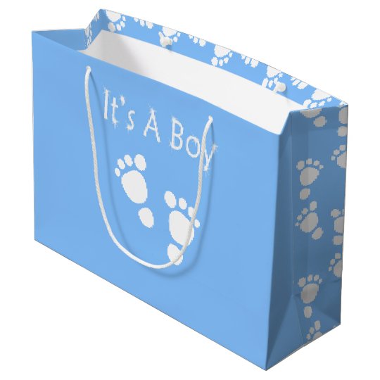 White Baby Foot It S A Boy Baby Shower Gift Bag Zazzle Com