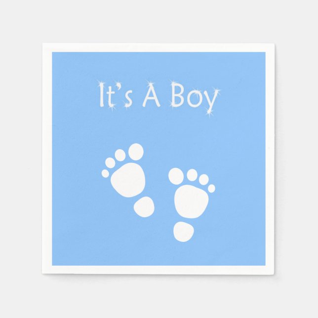 White baby foot - It's a boy  baby-shower Paper Napkins (Front)