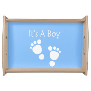 White baby foot - It's a boy baby-shower Serving Tray