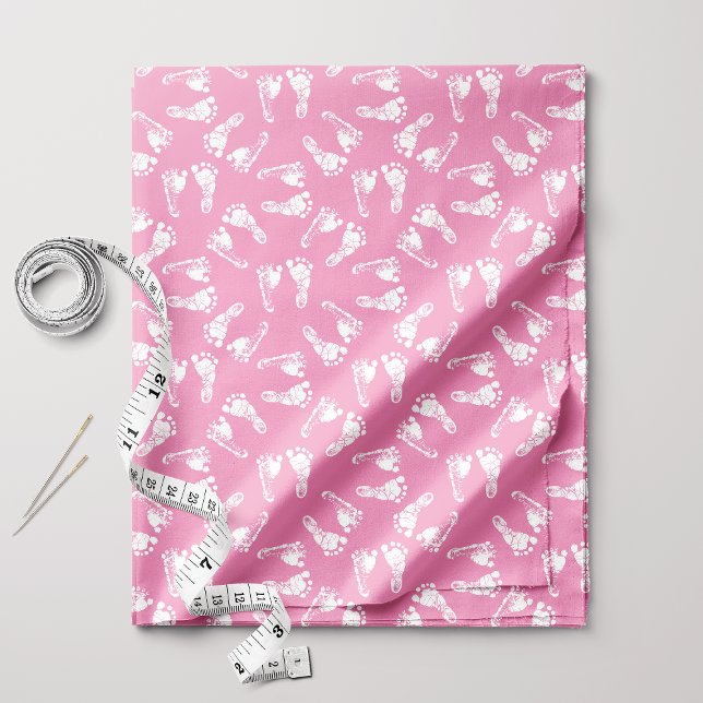White Baby Footprint Pattern On Pink Fabric (Creator Uploaded)