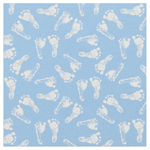 White Baby Footprints On Blue Fabric