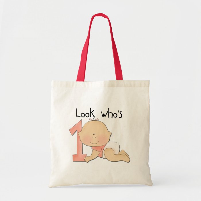 White Baby Girl 1st Birthday Tshirts and Gifts Tote Bags
