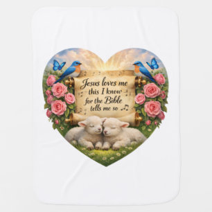 White Baby Girl Blanket “Jesus Loves Me"