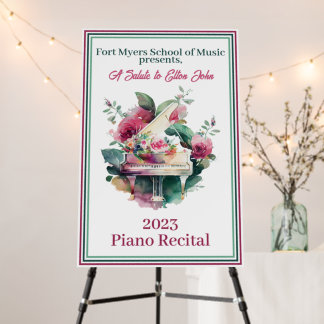 White Baby Grand Piano Recital Foam Board