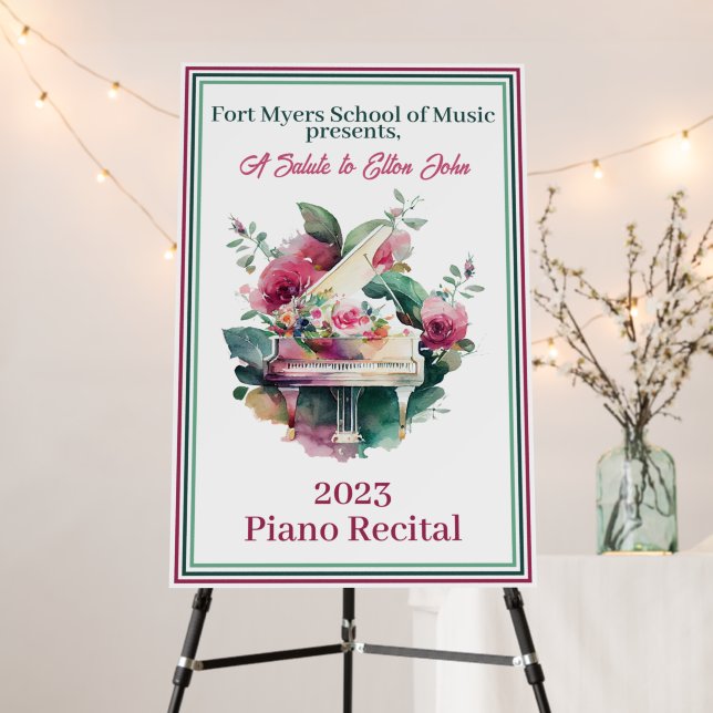 White Baby Grand Piano Recital Foam Board (In Situ (Stand))