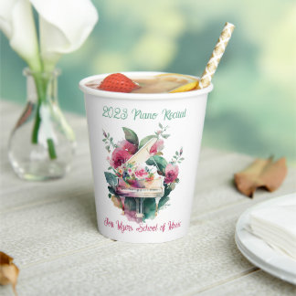 White Baby Grand Piano Recital Paper Cups