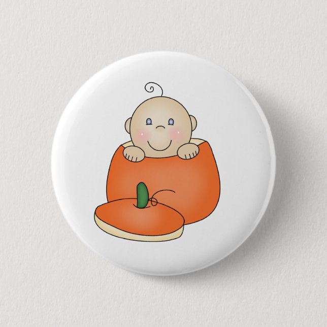 White Baby in Pumpkin Pinback Button (Front)