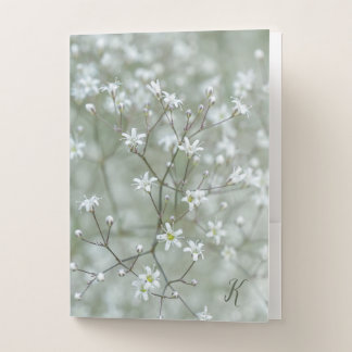 White Baby's Breath Flower Photo With Monogram Pocket Folder
