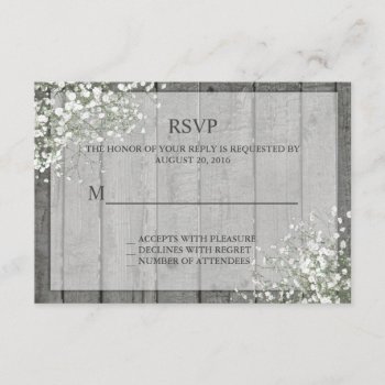 White Baby's Breath  Rustic Rsvp by party_depot at Zazzle