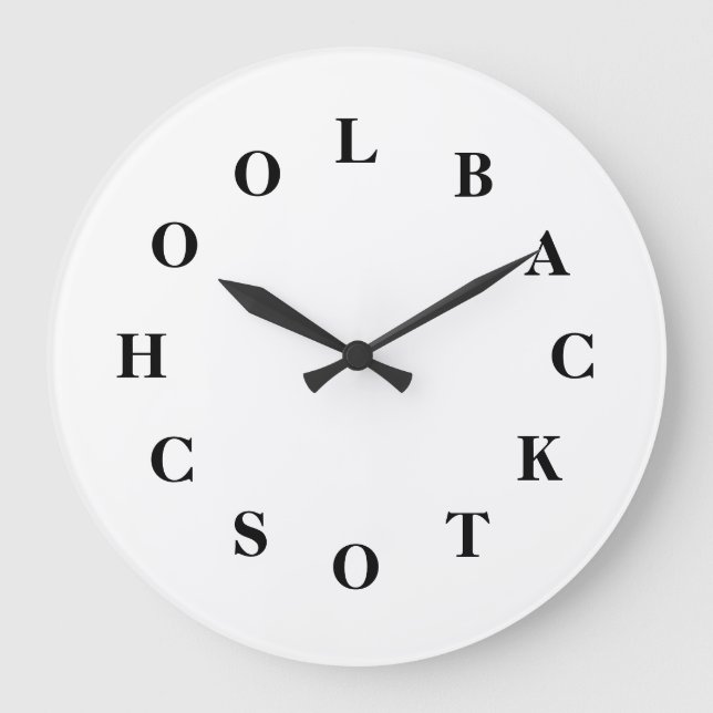 White Back To School Large Wall Clock by Janz (Front)