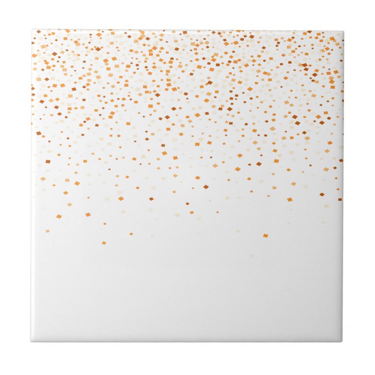 White backdrop with golden confetti ceramic tile Zazzle