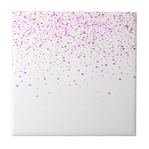 White backdrop with pink and purple confetti rain ceramic tile