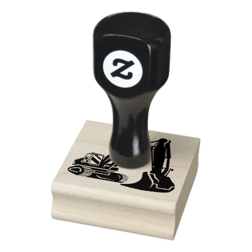 White backgroud excavator rubber stamp
